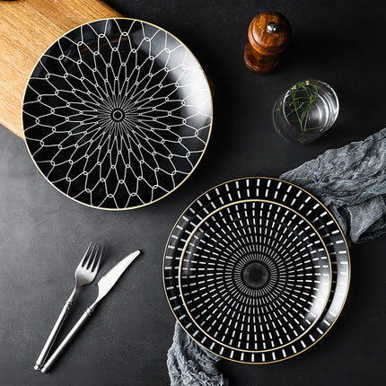 Creative Ceramic Dinner Plates | Modern Gold Rim Tableware