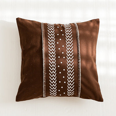 Moroccan Boho Cushion Cover | Embroidered Brown Beige