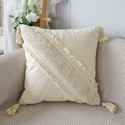 Boho Tufted Tassel Cushion Cover | Cream Decorative Pillowcase