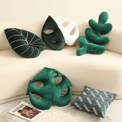 Leaf Shaped Cushion | Plush Botanical Monstera Pillow
