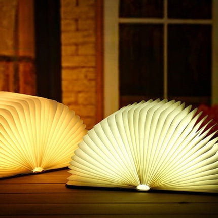 Tricolour LED Open Book Lamp – Wooden Style Cover | 5 Sizes