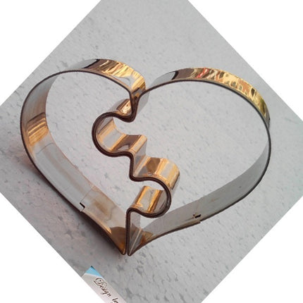 Love Heart Puzzle Mould ❤️ – Stainless Steel Biscuit, Cookie, and Pastry Cutter