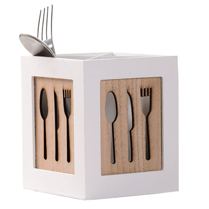 Wooden Cutlery Storage Box - Kitchen Utensil Organiser