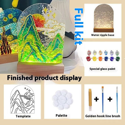 Tulip Handmade Diy Glass Painting Small Night Lamp Creative