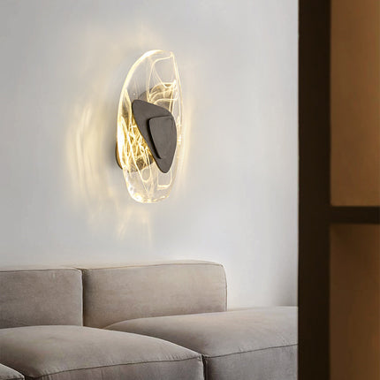 Crystal Transparent Wall Lamp – Glass Shade with Gold or Black Fixture | LED