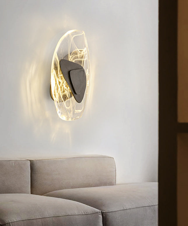 Crystal Transparent Wall Lamp – Glass Shade with Gold or Black Fixture | LED