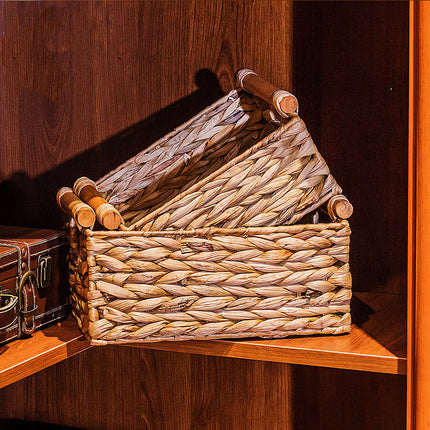 Rattan Storage Basket Rustic Woven Organiser S M L