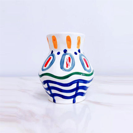 Hand-Painted Abstract Floor Vase – Bold Artistic Statement Piece