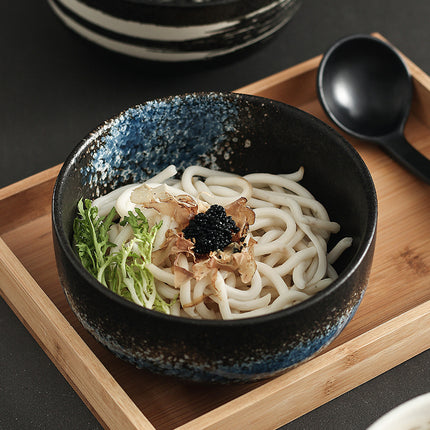 Exquisite Ceramic Bowls – Luxury Brushed Blue/White/Brown, Dishwasher & Microwave Safe | Ikeame