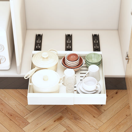 Telescopic Pull-Out Storage Shelf – Kitchen & Bathroom Organiser | Ikeame