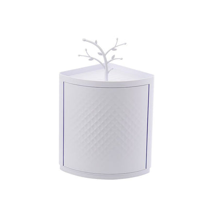 🌀 Rotatable Bathroom Makeup Organiser Corner Wall Storage Rack (White)