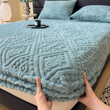 Embossed Velvet Fitted Sheet | Luxury Milk Fibre Cover