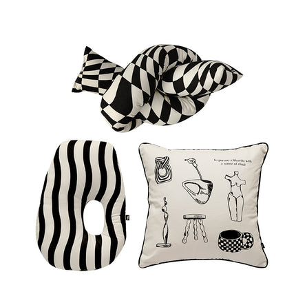 Monochrome Artistic Cushion – Cotton Modern Pillow & Covers | Ikeame