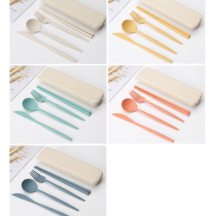 Travel Tableware Set 🍴 – Wheat Straw, 4 Colours, Eco-Friendly