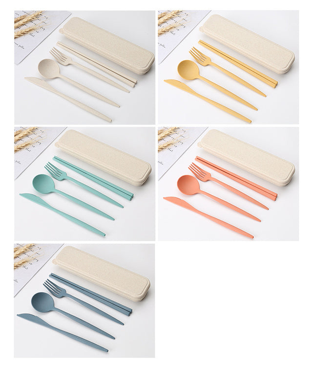 Travel Tableware Set 🍴 – Wheat Straw, 4 Colours, Eco-Friendly
