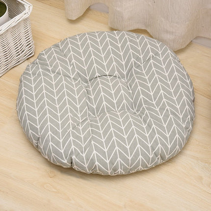 Round, patterned seat cushion with silk cotton core – Trendy & Practical for Daily Living