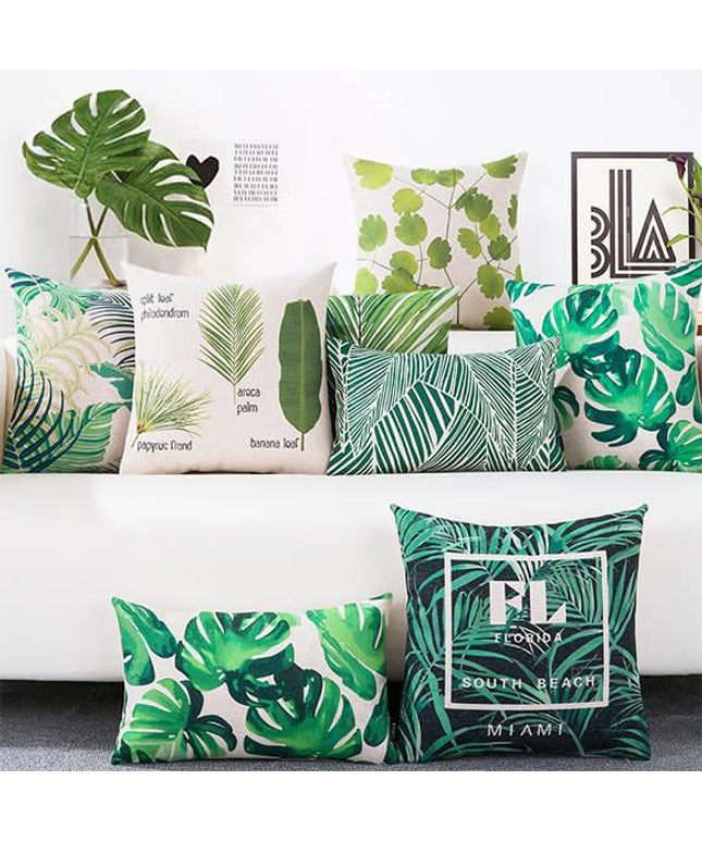 Nordic Botanical Cushion Cover | Rainforest Pillow 45x45