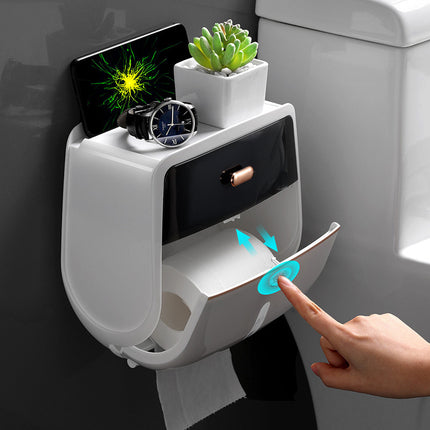 Wall-Mounted Waterproof Toilet Paper Dispenser — Grey or Black
