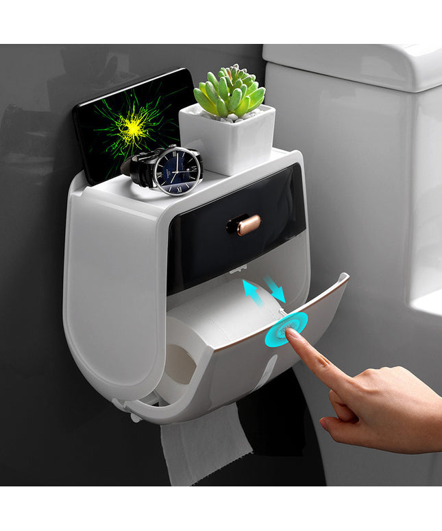 Wall-Mounted Waterproof Toilet Paper Dispenser — Grey or Black