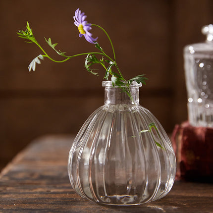 Vintage Embossed Glass Vase Set | Mini Tabletop Bud Vases