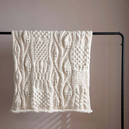 Hand-Woven Thick Wool Blanket – Cream Textured Acrylic Throw, 120x150cm