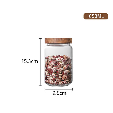 Glass Storage Jars Acacia Wood Lid Airtight Canisters