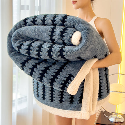 Coral Fleece Blanket | Bold Stripe Cosy Throw