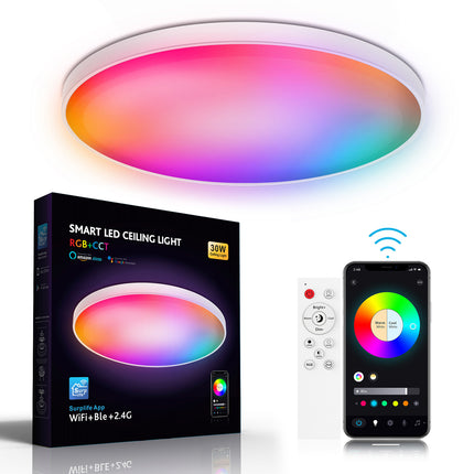 Smart WiFi Bluetooth Ceiling Lamp – RGB Colour Changing, Remote Dimmable | Ikeame