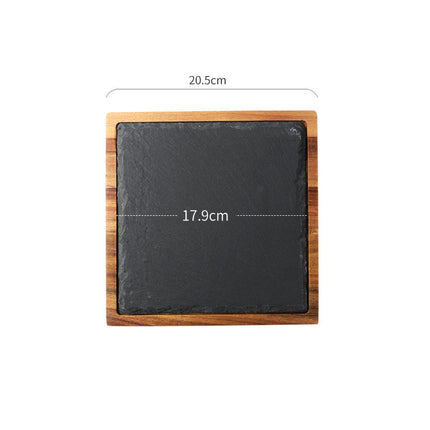 Acacia Wood Pizza Plate | Wooden Serving Board with Stone