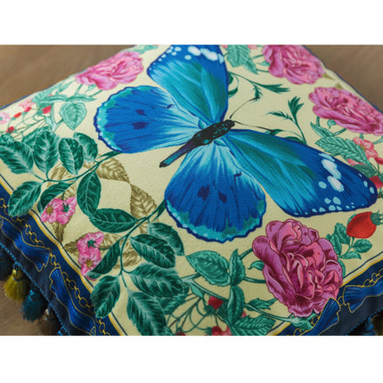 Forest Velvet Cushion Cover Bird/Butterfly | Luxury