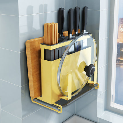 Stainless Steel Cutlery Rack Yellow Utensil Organiser