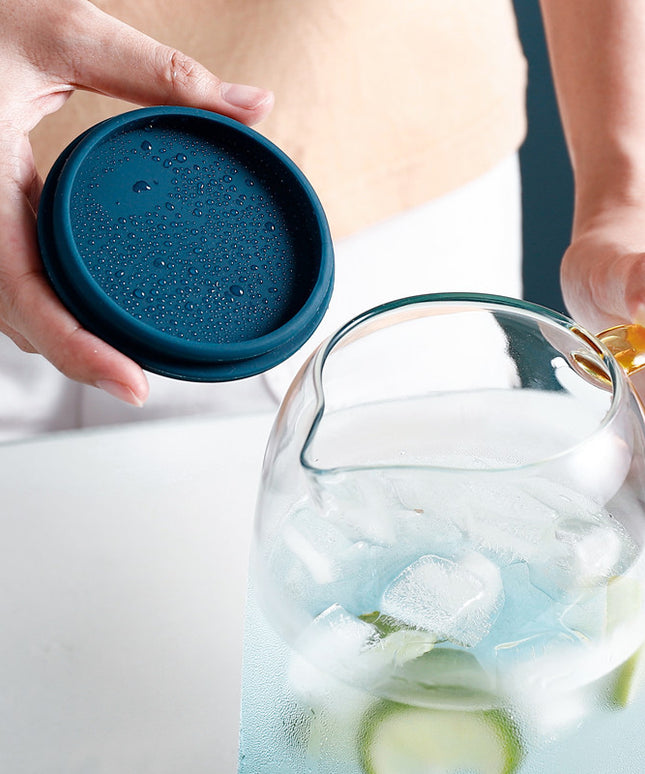 Blue Ombre Glass Pitcher / Jug 💙 – Gold Handle & Navy Lid