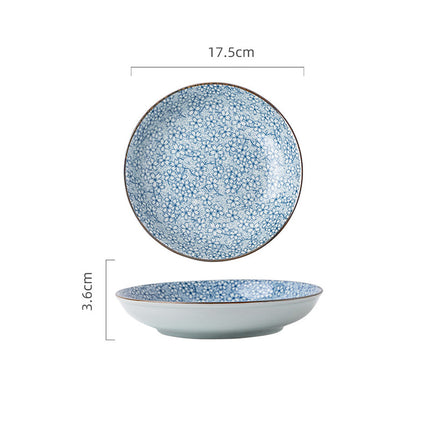 Japanese Blue and White Ceramic Plates | Decorative Tableware Set