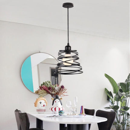 Spring Chandelier – Nordic Retro Iron Droplight (Black or White)
