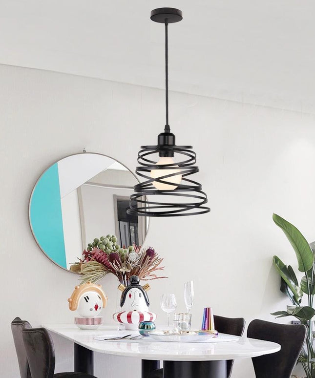 Spring Chandelier – Nordic Retro Iron Droplight (Black or White)