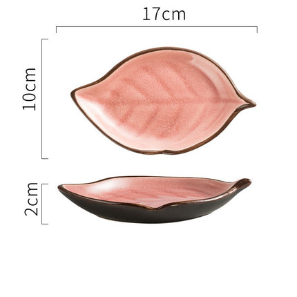 Creative Ice Cracked Ceramic Plate With Leaves Simple