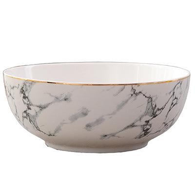 Gold rim marbled bowl set
