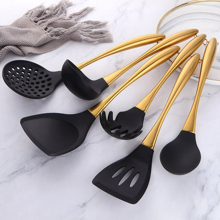 7-Piece Kitchen Utensils Set 🍳 – Silicone & Stainless Steel, 5 Colours, with Stand