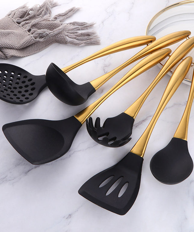 7-Piece Kitchen Utensils Set 🍳 – Silicone & Stainless Steel, 5 Colours, with Stand