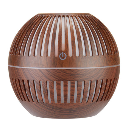 Wood Grain Aromatherapy Humidifier – 130ml Ultrasonic, Compact Design