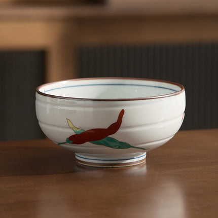 Luxury Ceramic Bowl Set of 5 – Handcrafted Blue & Red Designs | 350ml