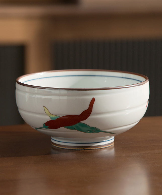Luxury Ceramic Bowl Set of 5 – Handcrafted Blue & Red Designs | 350ml