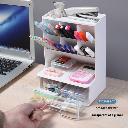 Acrylic Pen Holder with Drawer – Clear Desk Organiser Storage Box
