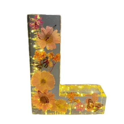 Letter Flower Transparent Flowers Resin Night Light Ornaments