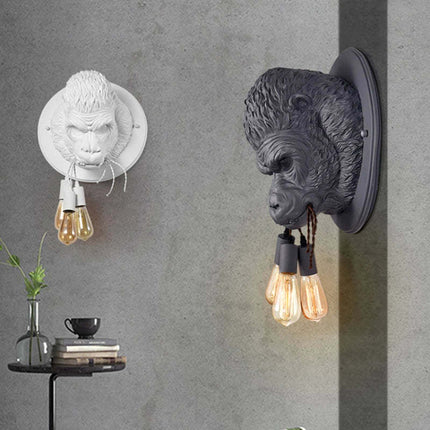 Gorilla Head Wall Light – Modern Resin Design in Black or White