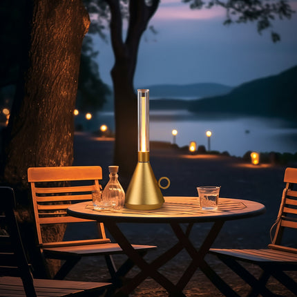 Retro Kerosene Lamp Style Rechargeable Light – Portable LED Lantern with Touch Dimming (Gold or Black)