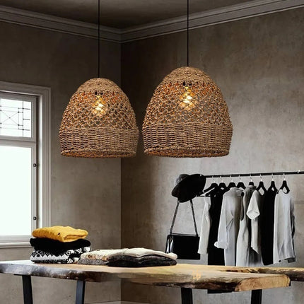 Retro Woven Rattan Pendant Light – Handcrafted Natural Ceiling Lamp (3 Sizes)