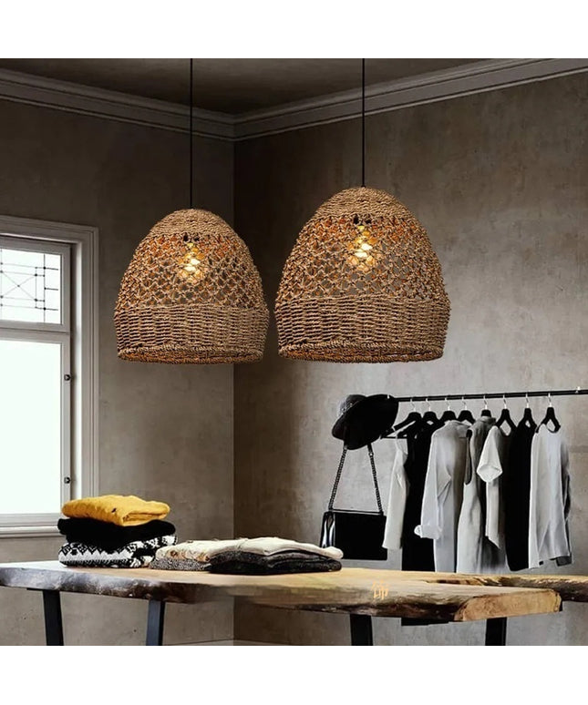 Retro Woven Rattan Pendant Light – Handcrafted Natural Ceiling Lamp (3 Sizes)
