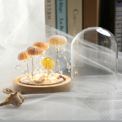 Handmade Sea Urchin Jellyfish Lamp – Creative Night Light with Glass Cover