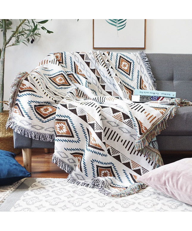 Double-Sided Geometric Boho Woven Blanket